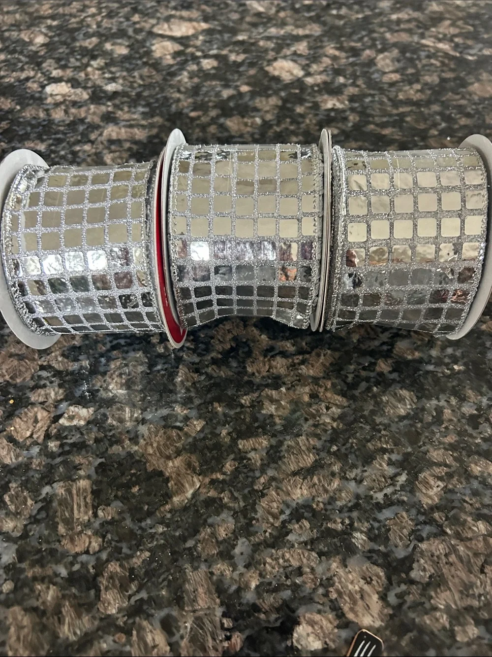 CELEBRATE IT METALLIC DISCO BALL SEQUINS WITED RIBBON 2.5
